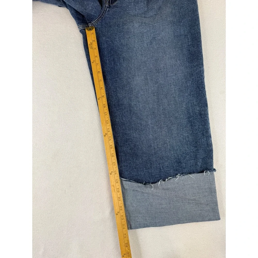 Banana Republic Wide Leg Crop Jeans Womens 31/12 Blue Raw Hem Pleated Denim